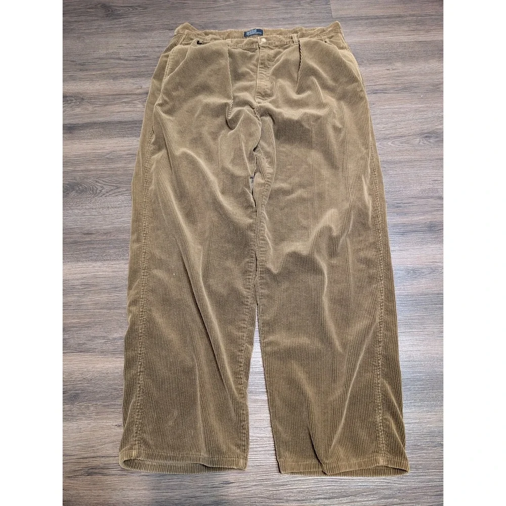 Polo Ralph Lauren Polo Cord Brown Corduroy Pants Mens 38x30 Pleated Made in USA